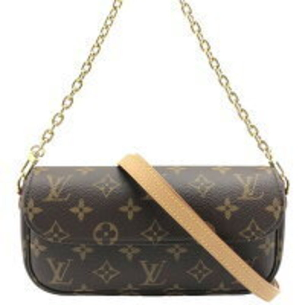 LOUIS VUITTON Wallet on Chain Ivy Shoulder Bag Wallet Handbag Brown Leather